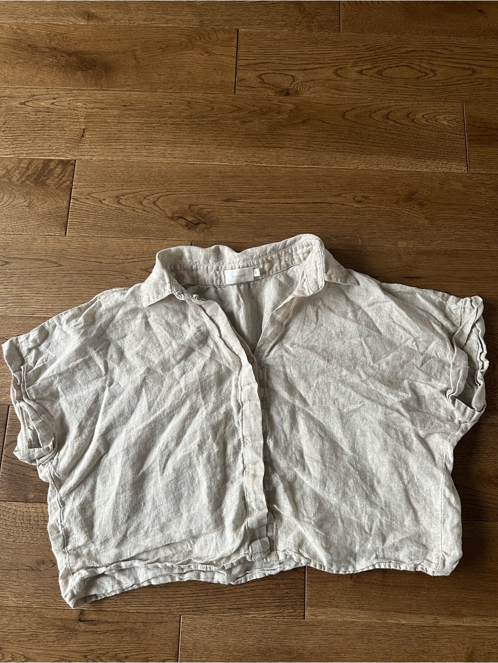 Touché 100% Linen Button Down Short Sleeve Top Small